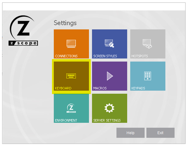 zScope Anywhere terminal emulator Configuration Manager