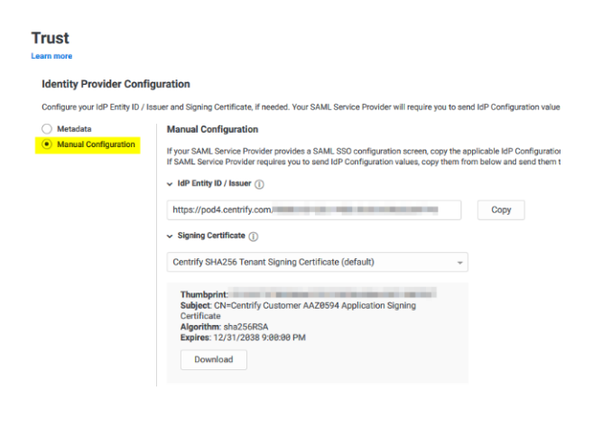 Centrify SSO with SAML for web Terminal Emulation.
