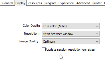 Adjust the RDP resolution to the browser’s resolution