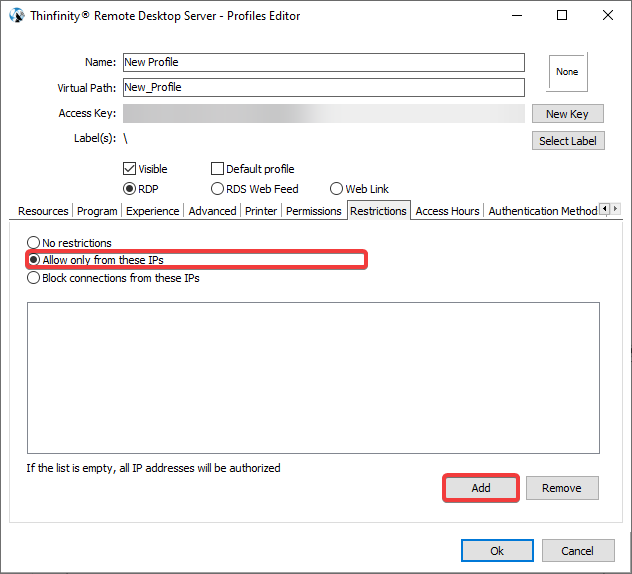 How to limit user access to remote resources with permissions