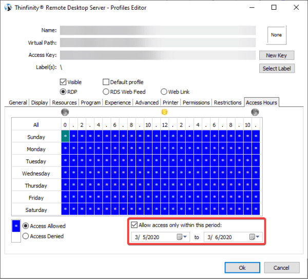 Learn how to limit the access time on Thinfinity Remote Desktop - Screen View