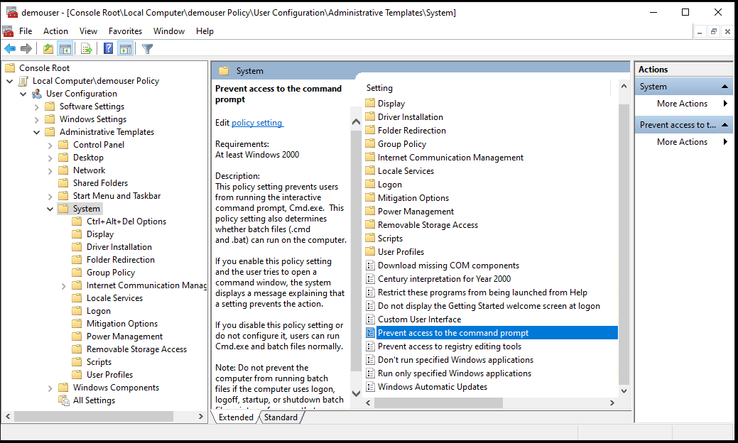 Screenshot example