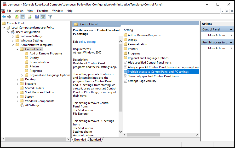 Screenshot example