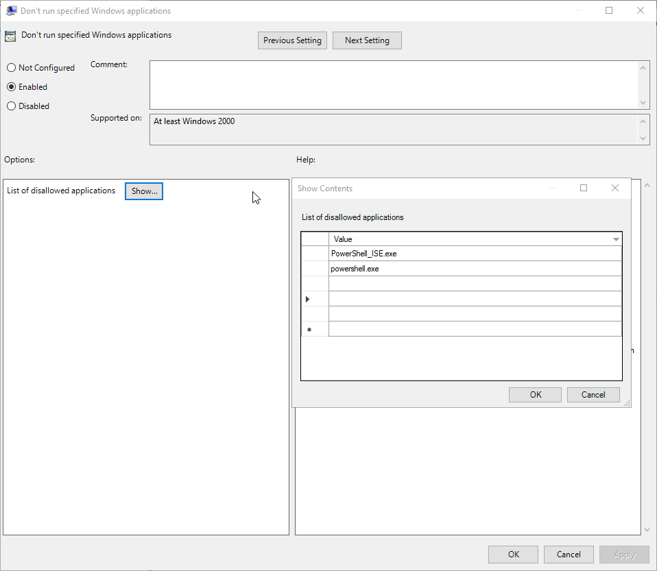 Screenshot example
