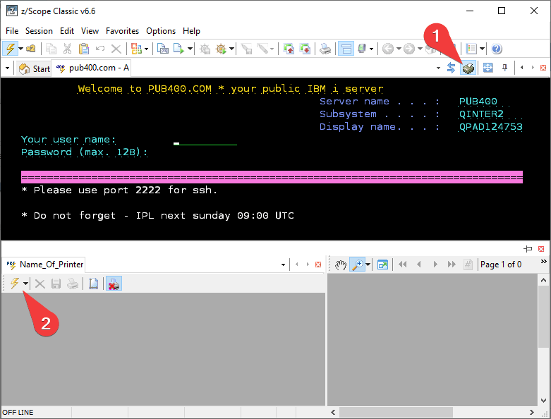 Terminal emulator printer Step 7