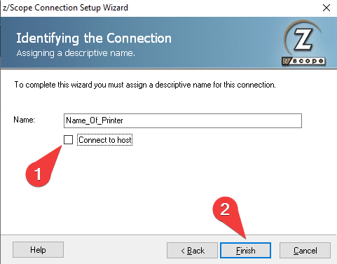 z/Scope Connection setup wizard disable host step 6