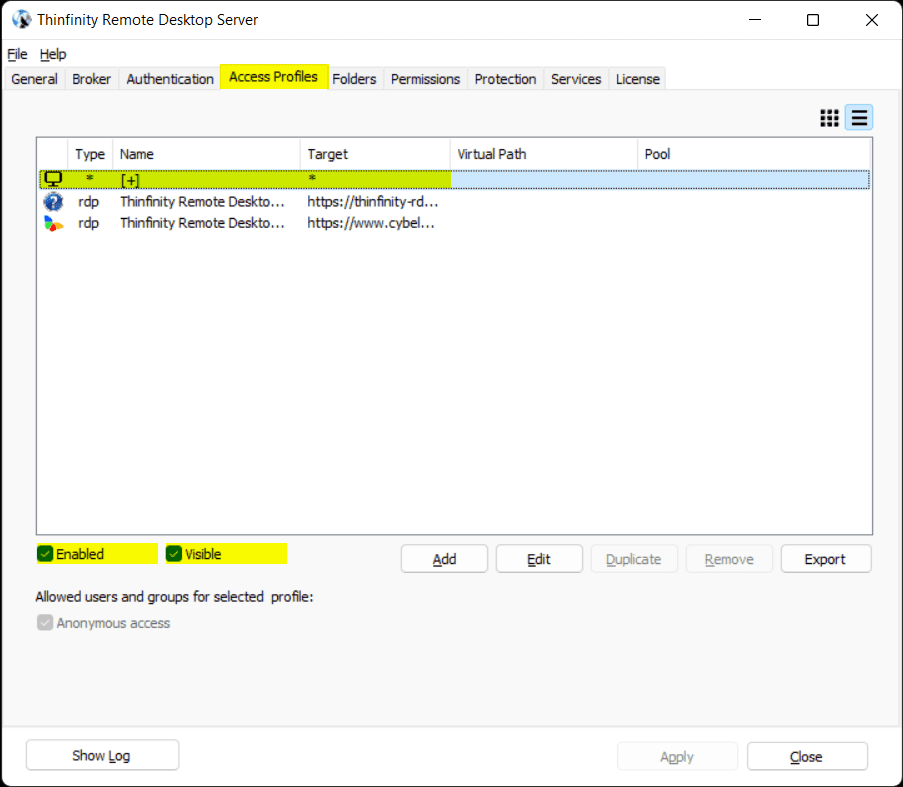Screenshot example