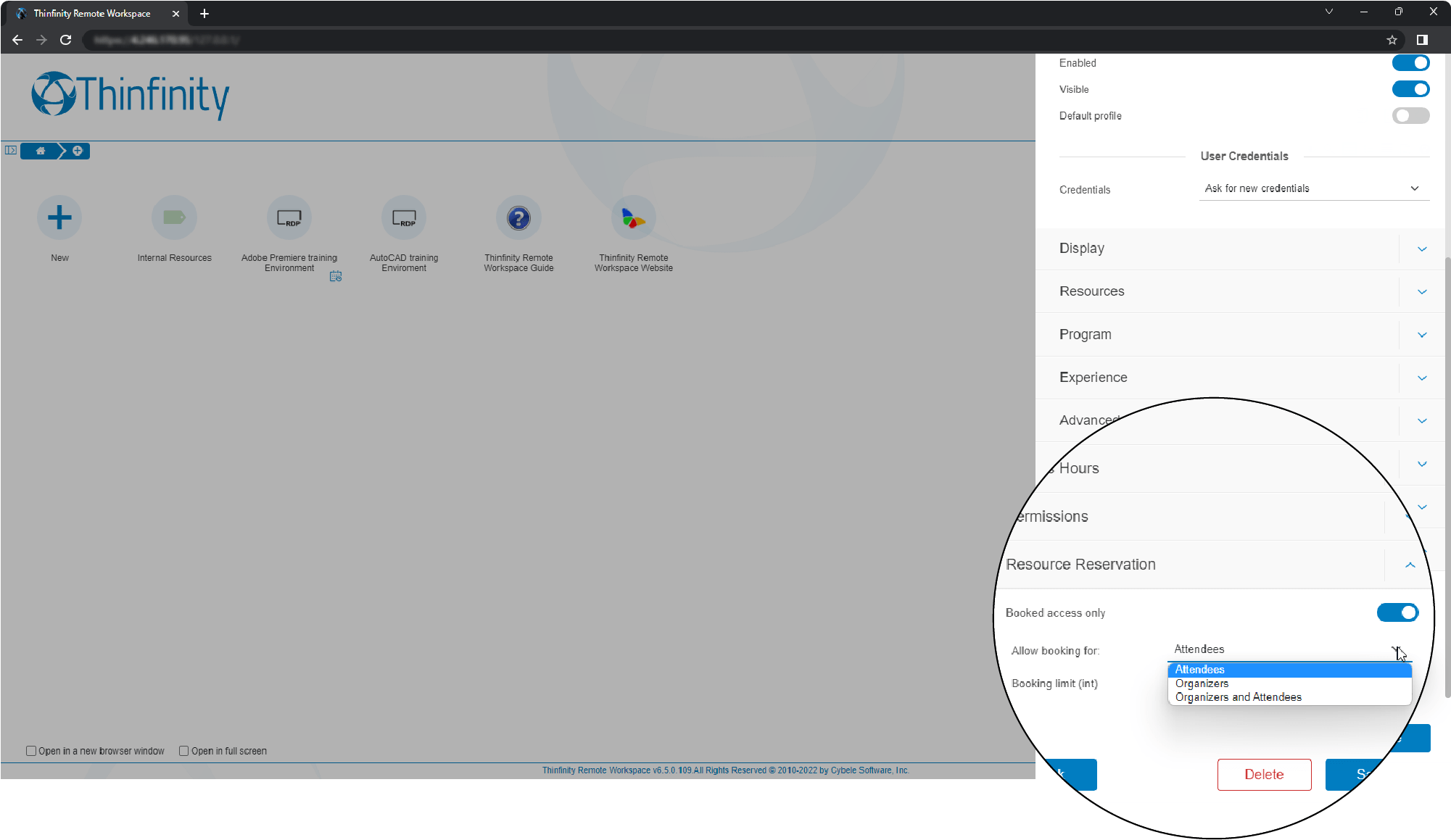 Getting started with Resource Reservation - Select the type of booked access for your resource