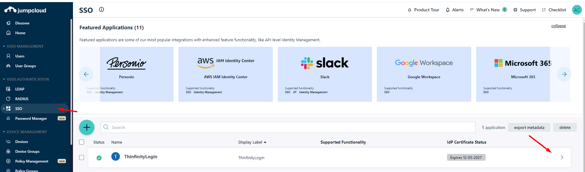 Configure JumpCloud + SAML for your Thinfinity RDP Server, step 08