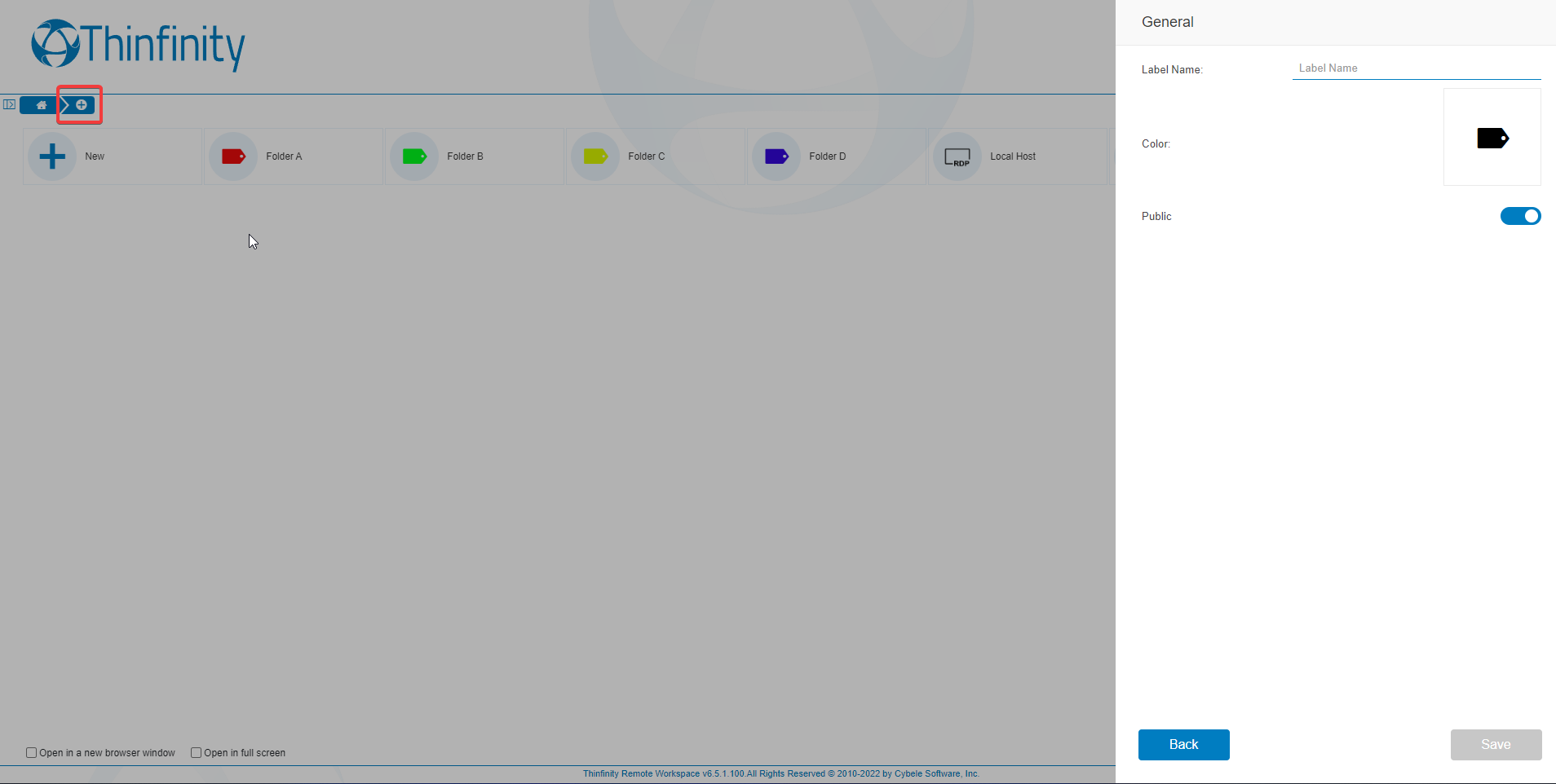 Create Labels with the Web Profile Manager for Thinfinity Remote Workspace, step 04