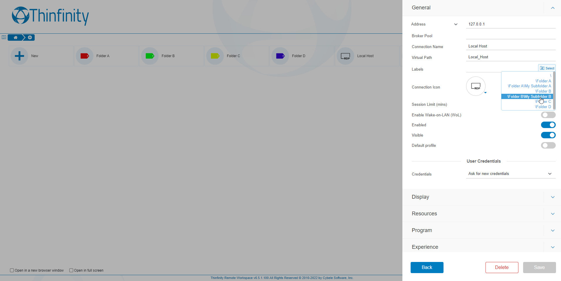 Create Labels with the Web Profile Manager for Thinfinity Remote Workspace, step 05