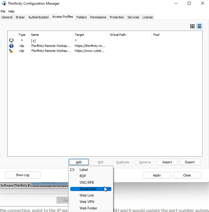 Create SSH connections from your browser using the Thinfinity Remote Workspace, step 01