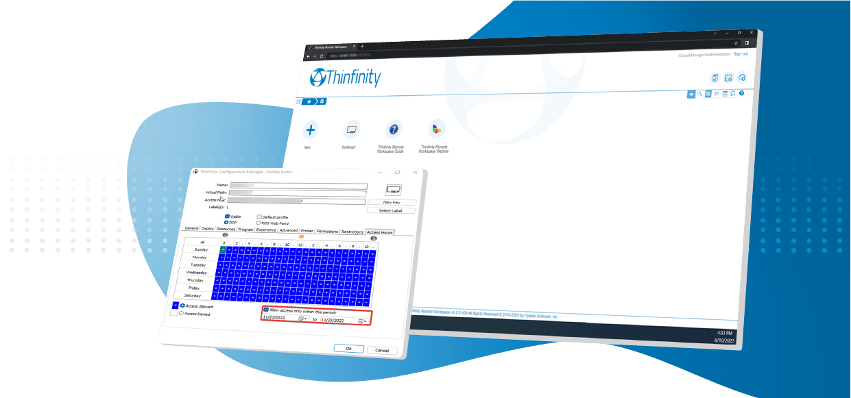 Limit the access time on Thinfinity Workspace