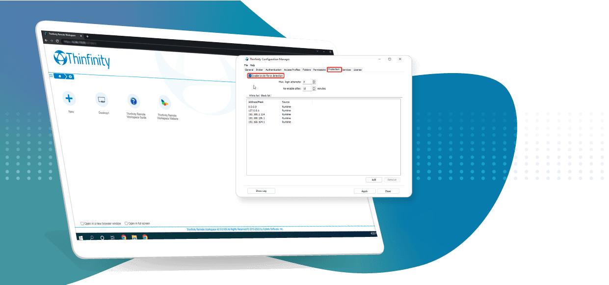 Protection tab on Thinfinity Workspace