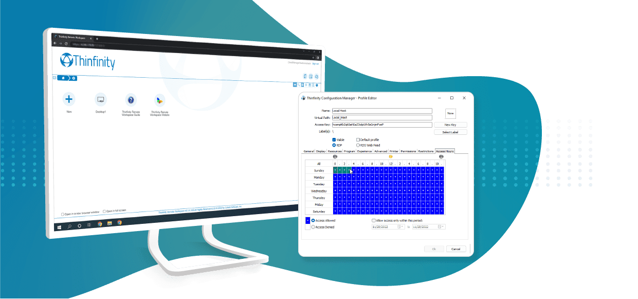 Restrict user logon hours. Thinfinity
