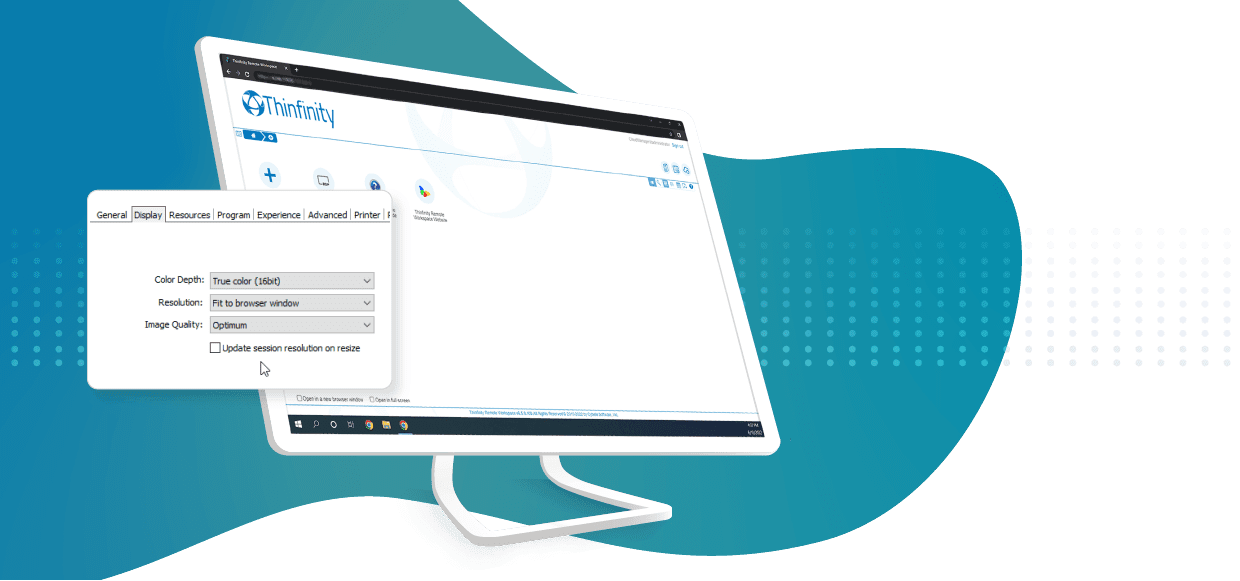 Set the RDP resolution to match the browser's display settings