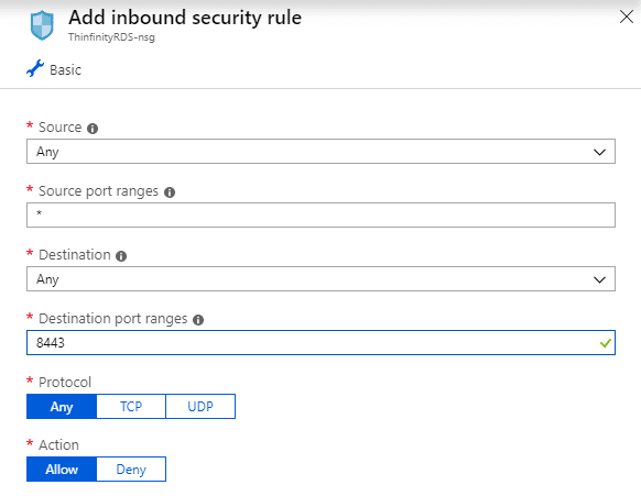 Azure inbound rules