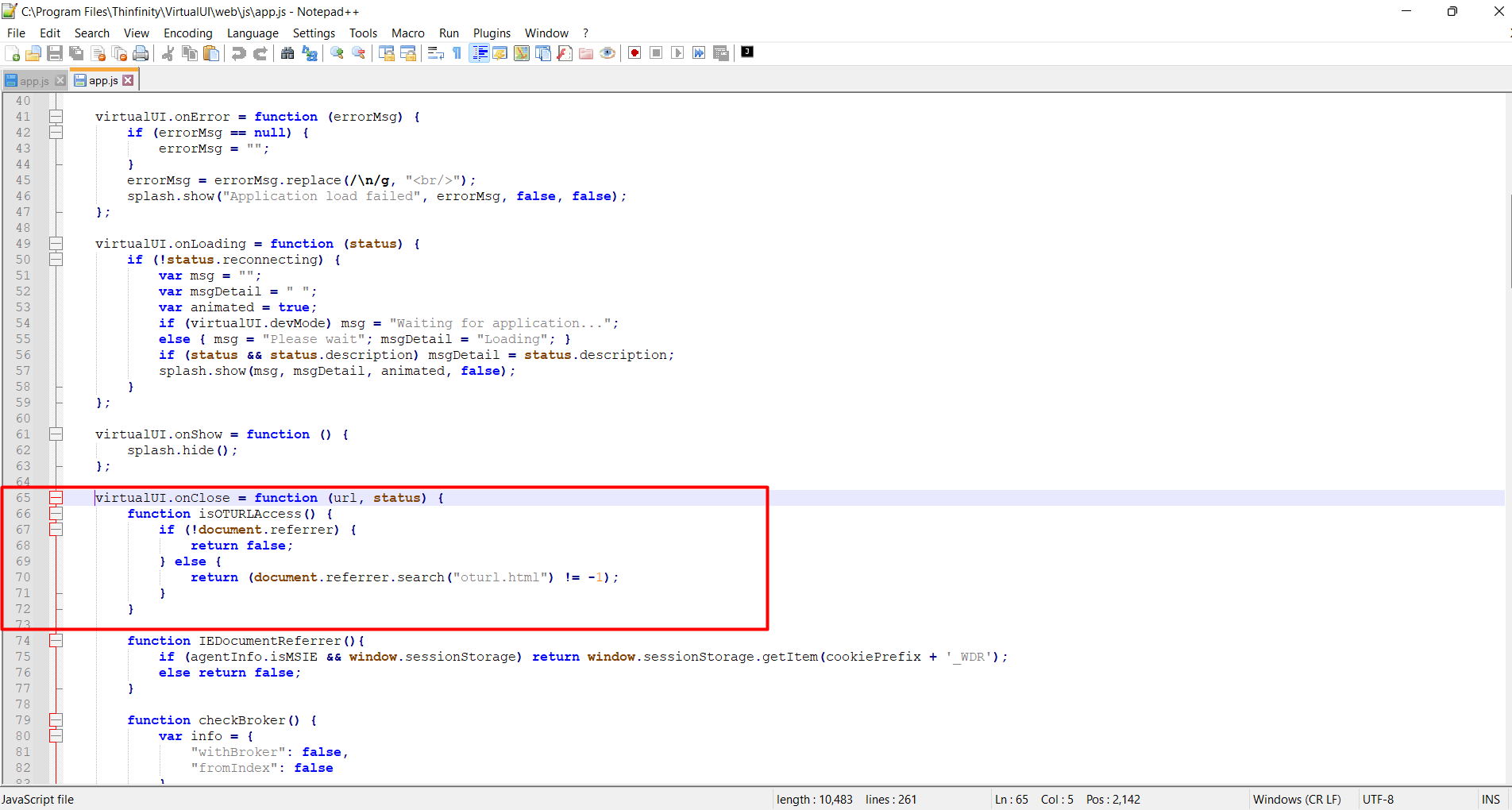 Configure an exit URL after closing your Thinfinity VirtualUI app, step 02