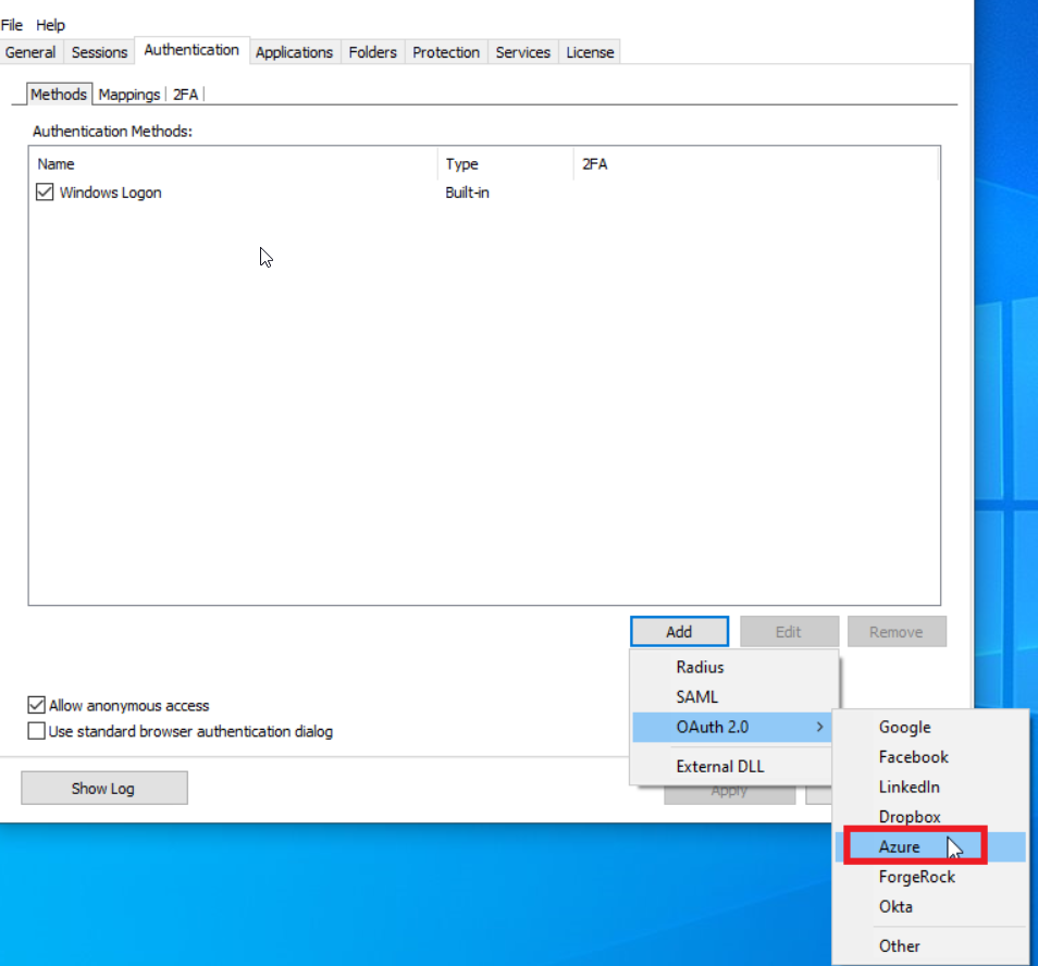Integrate Thinfinity Remote Workspace with Azure Active Directory and OAuth 2.0, step 15