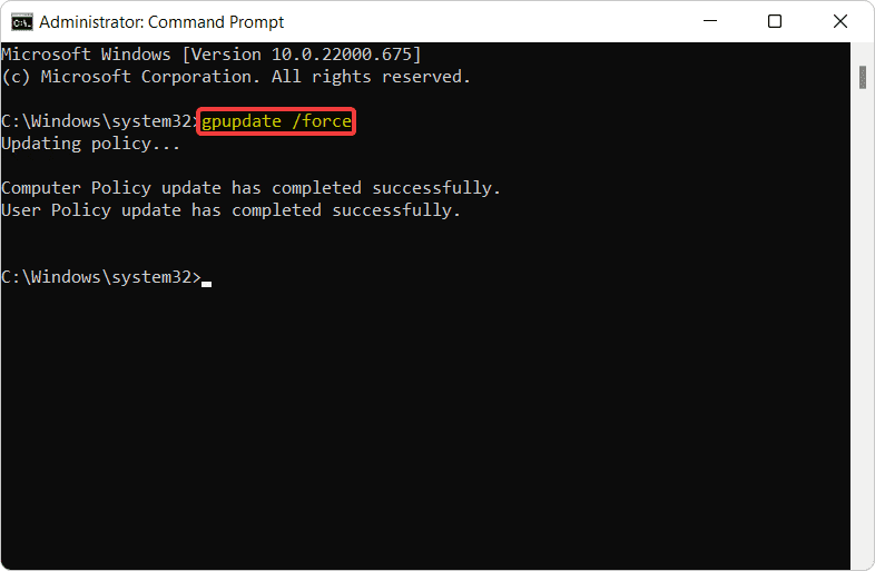 CMD update group policies 