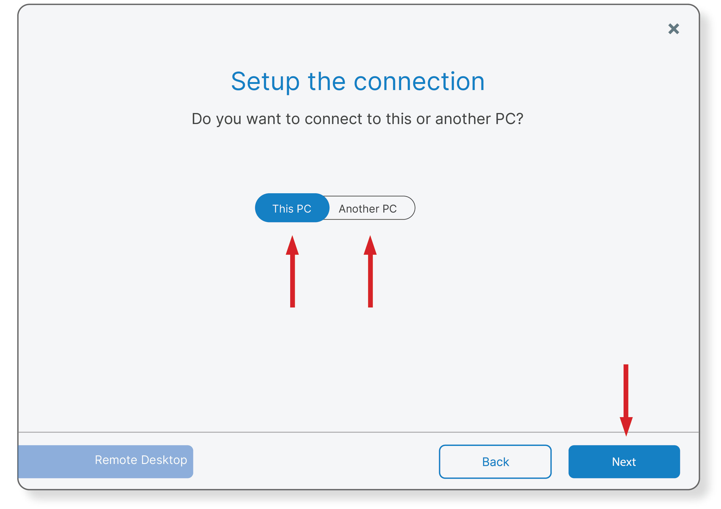 Set up connection - screenshot