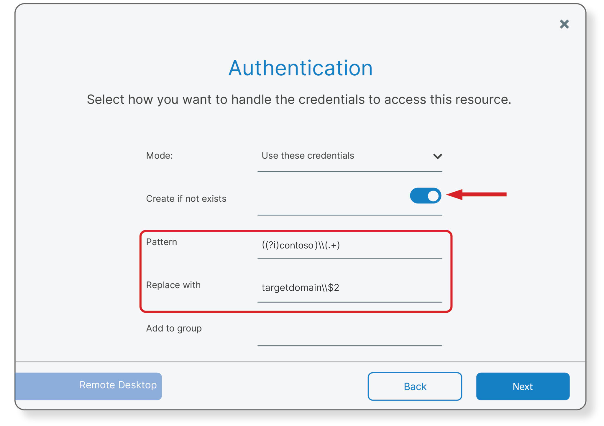 Configuring access to resource securely - screenshot