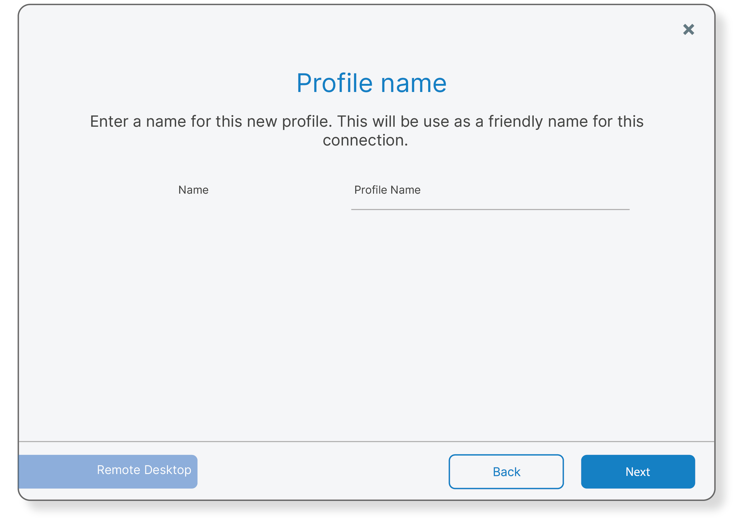 Profile Name configuration - screenshot