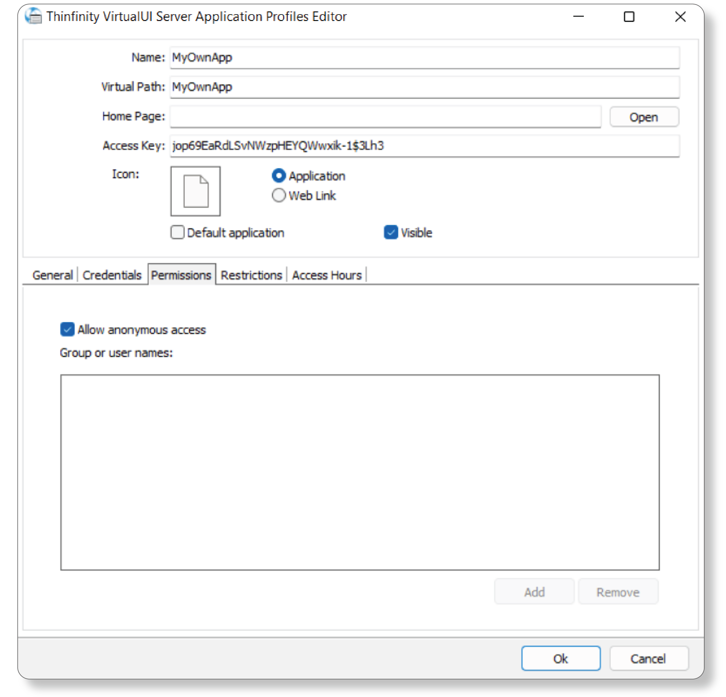 Thinfinity permission - screenshot