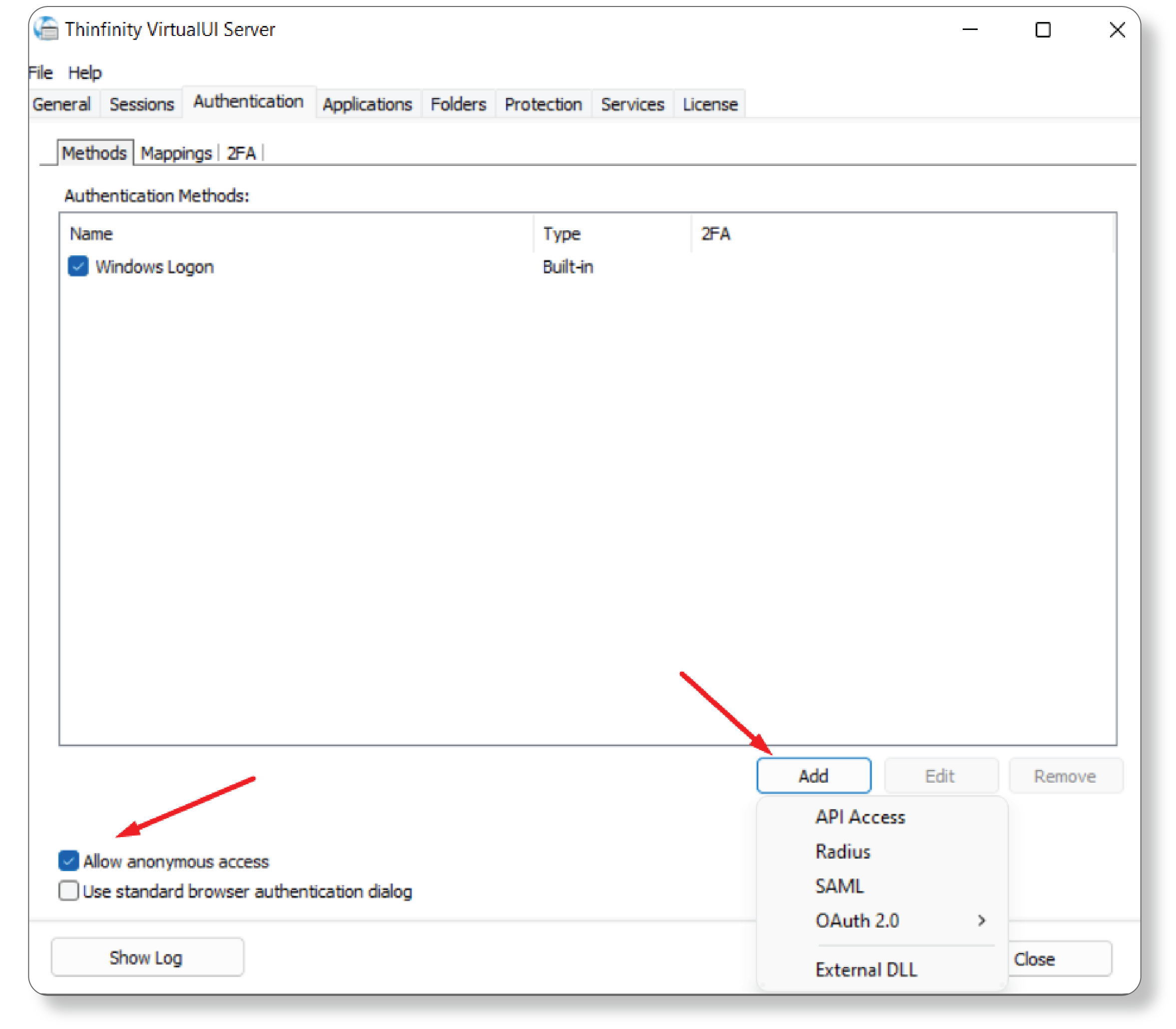 Secure your application with Thinfinity - screenshot