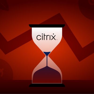 Citrix LAS April 2026 deadline: Hourglass with declining graph & dollar signs.