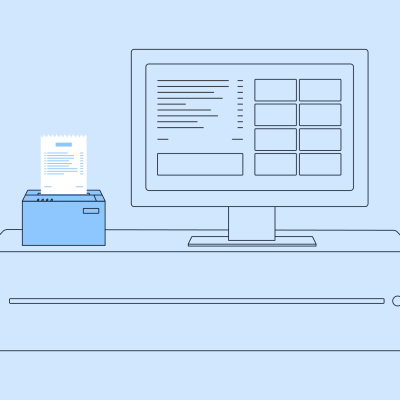 POS printing in VDI: A receipt printer and monitor on a VDI POS system, simplifying operations.